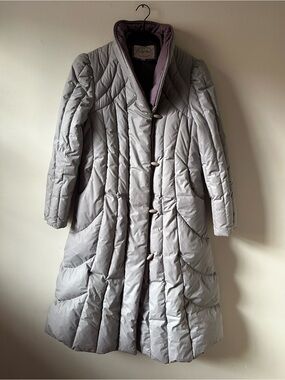 Vintage 80s Lavender Maxi Winter Puffer Coat Down Filled